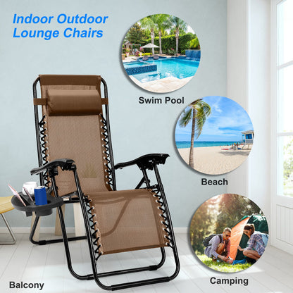 Zero Gravity Lounge Chair Set with Side Trays (2-Pack)