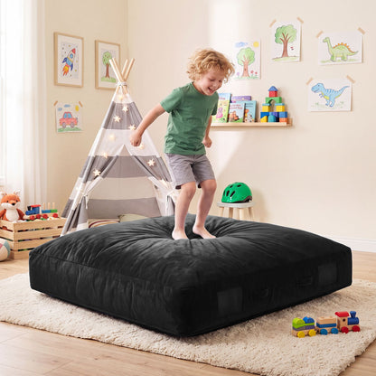 60 Inch Crash Pad for Kids Sensory Foam Crash Mat with Velvet Cover-Black