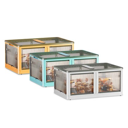 Foldable Storage Bins with Lids & Wheels - 3 Pack Stackable