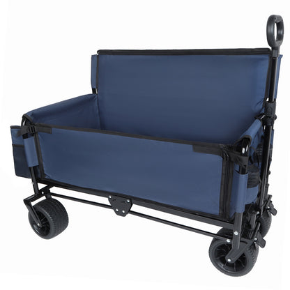 3-in-1 Folding Wagon Cart with Bench Seat, patent protection- Includes 1 ice pack, 500lbs Heavy-Duty Utility Wagon, 180L