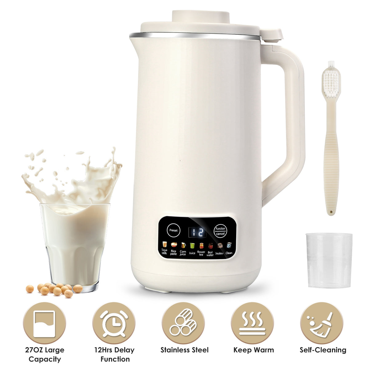 Nut Milk Maker 27oz with Delay Timer & Self-Cleaning