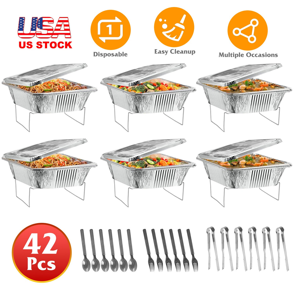 Disposable Chafing Dish Buffet Set - 42 Piece Complete Kit