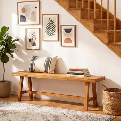 63-Inch Teak Wood Bench for 3 People