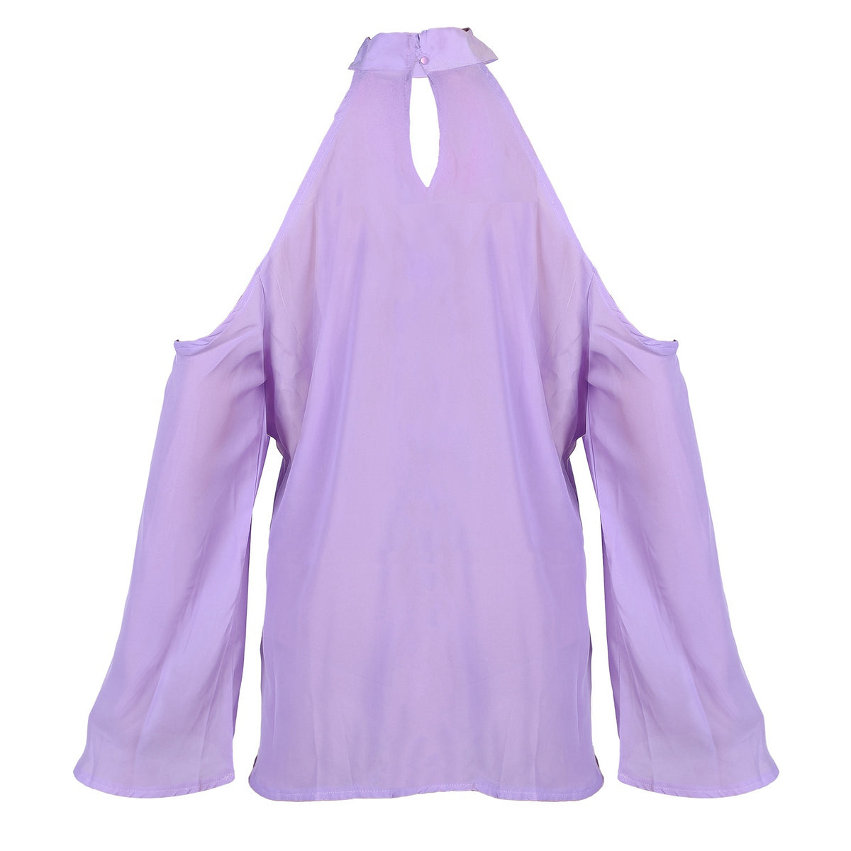 Women\'s Sexy Off The Shoulder Blouses Cold Shoulder Tops V-Neck Long Sleeve T-Shirt Solid Color Summer