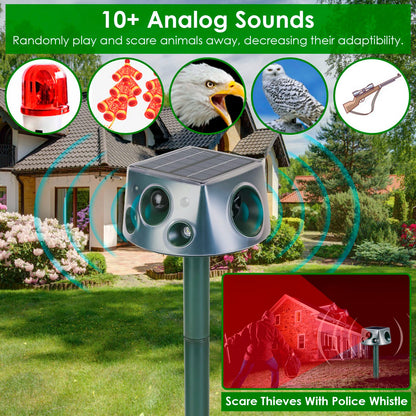 Solar Ultrasonic Animal Repeller with Motion Sensor