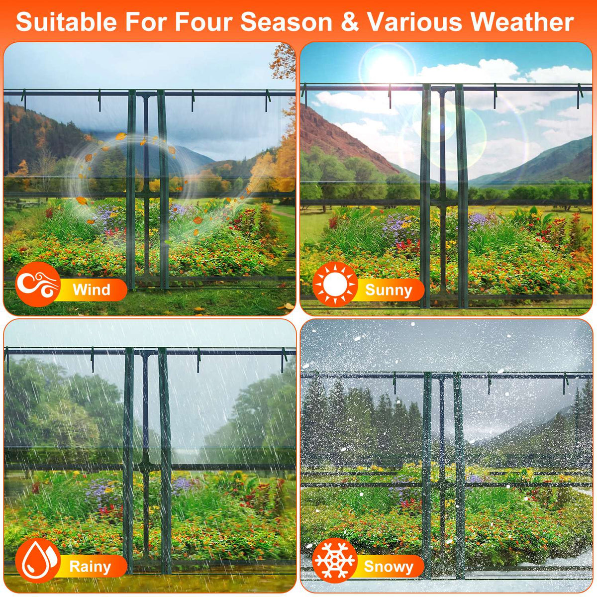 Portable Mini Greenhouse with Roll-Up Zipper Doors 71"L