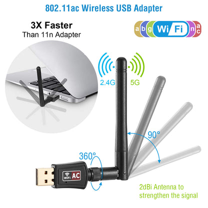 USB WiFi Adapter AC600 Dual Band with Rotating Antenna