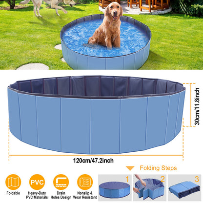 Foldable Pet Swimming Pool - 4ft PVC Dog Bath Tub