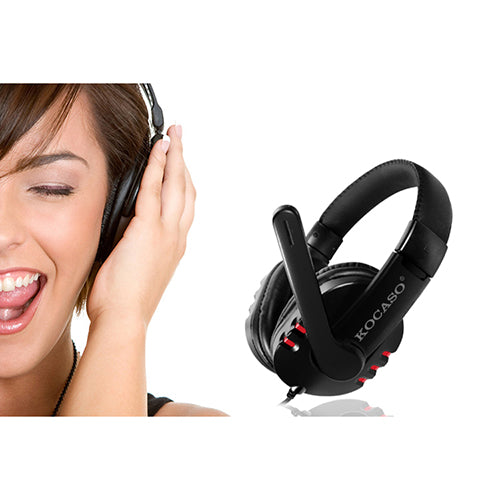 Dynamic Stereo Headphones with Adjustable Mic - Red