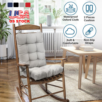 Rocking Chair Cushion Set with Non-Slip Ties - 2 Piece