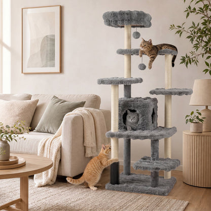 Multi-Level Cat Tree 67 Inch with Condo and Perch