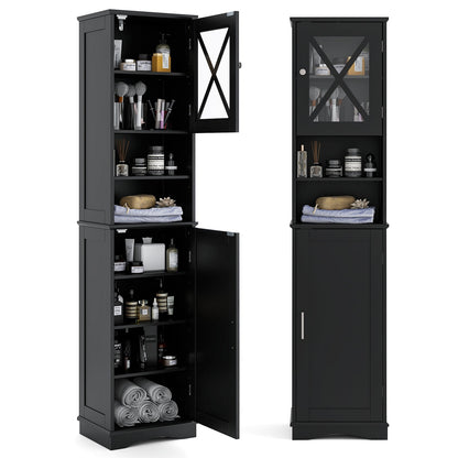 67 Inch Tall Bathroom Cabinet Freestanding Storage Cabinet with 5 Adjustable Shelves