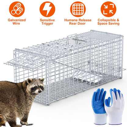 Live Animal Trap Cage 37x14x15in Humane Catch & Release