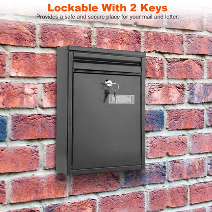 Wall Mount Mailbox with Lock - Galvanized Iron Secure Letter Box