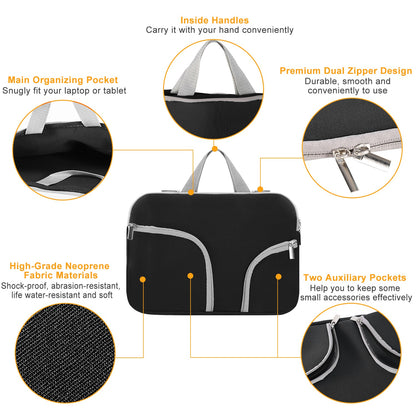 Laptop Sleeve Bag with Front Pockets - Neoprene Protection