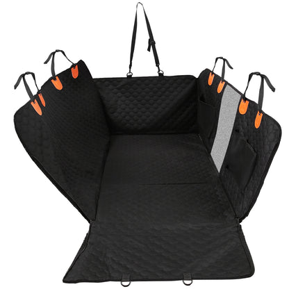 Dog Car Back Seat Cover with Mesh Window & Storage Bags