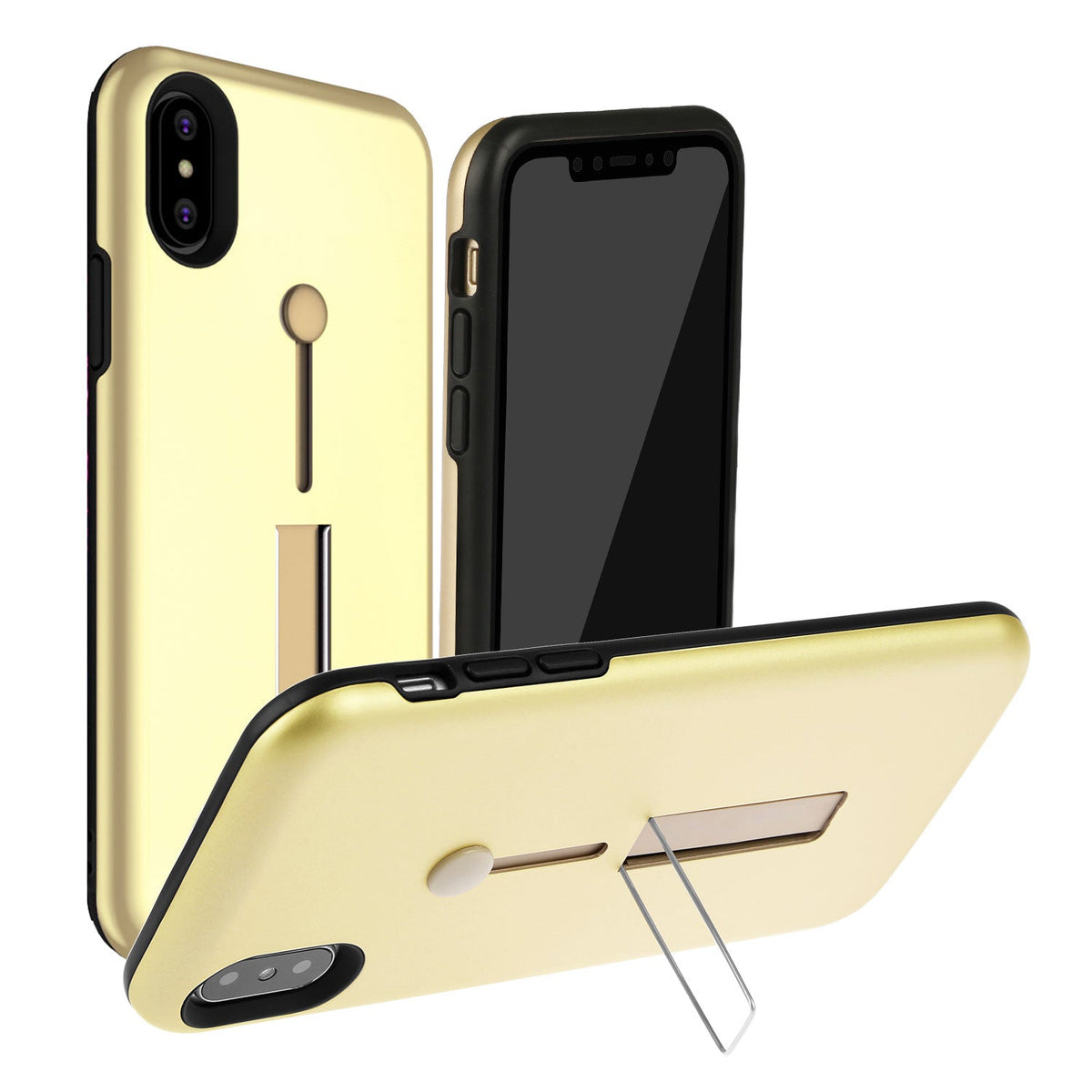 Finger Strap Phone Case for iPhone X Drop-protection Finger Ring Rugged Phone Case with Kickstand Dual Layer Case