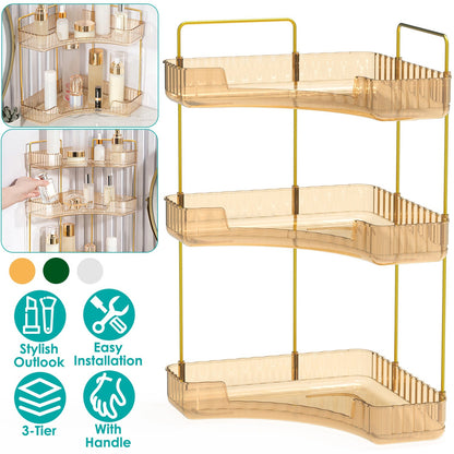 Bathroom Countertop Organizer 3 Tier Corner Makeup Storage Shelf Vanity Cosmetic Perfume Tray Clear Corner Rack for Bedroom Bathroom Kitchen