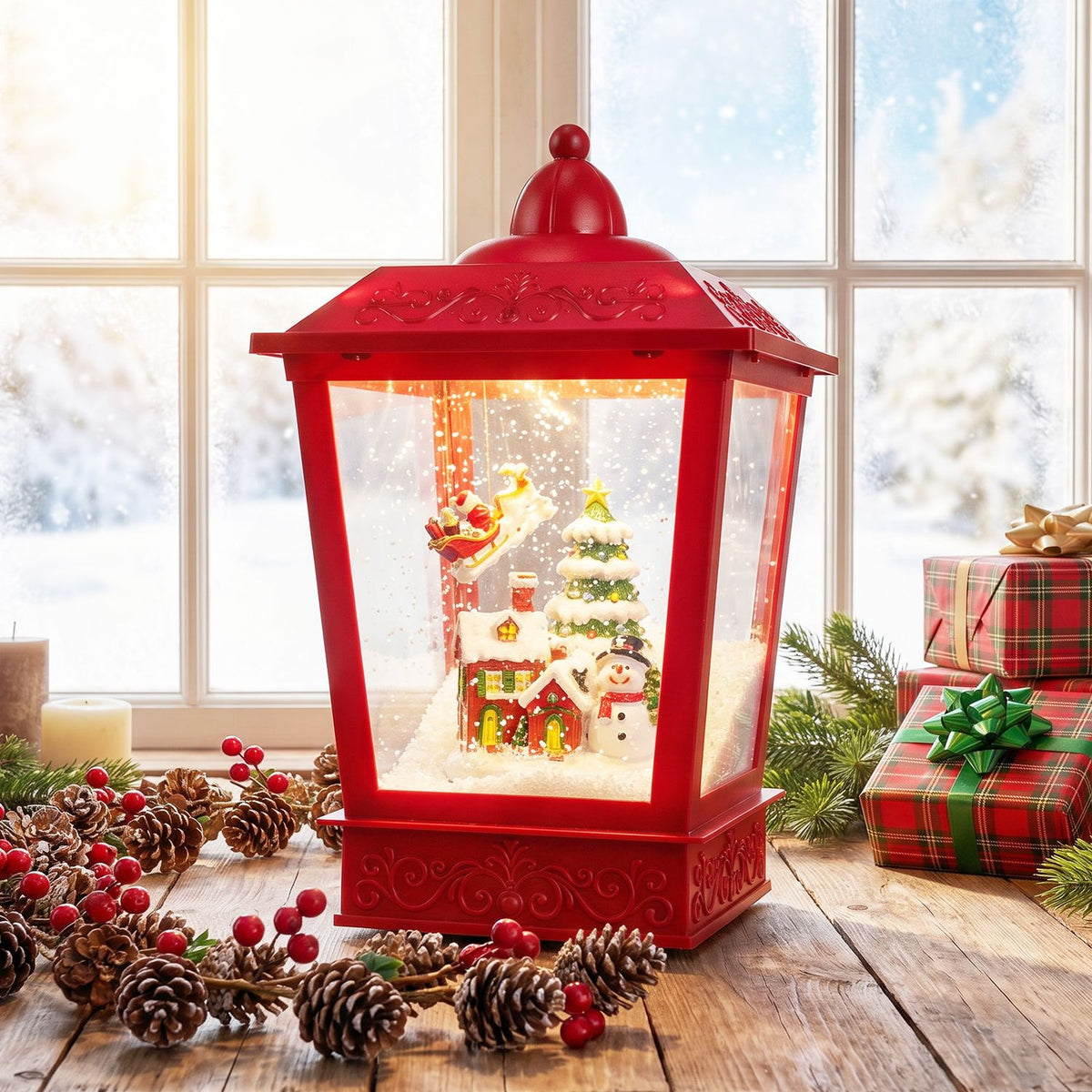 6.1 ft Musical Christmas Streetlight with LED Lights for Home Yard Porch-Red