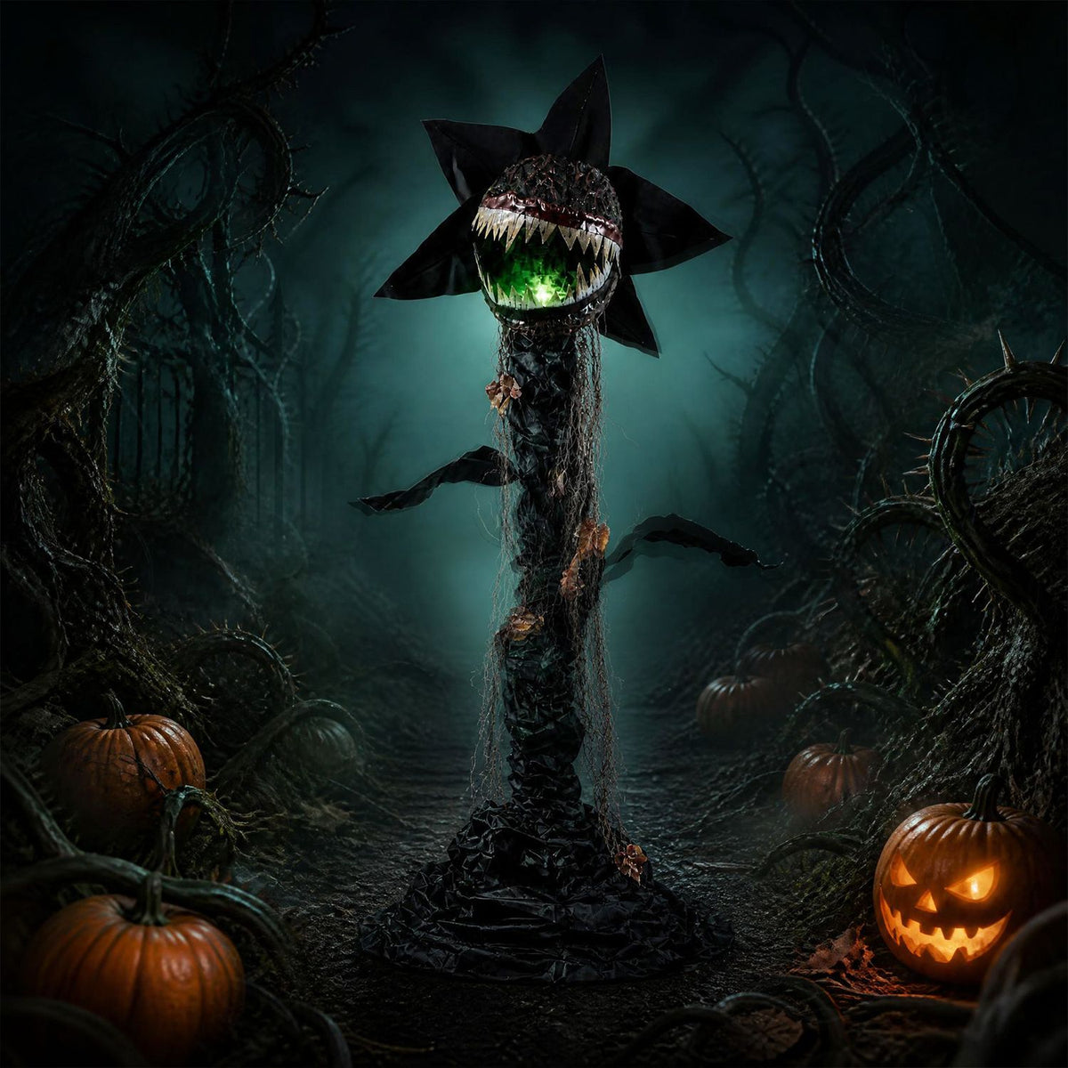 6.2 ft Animated Halloween Man-Eater Plant with Color-changing LEDs