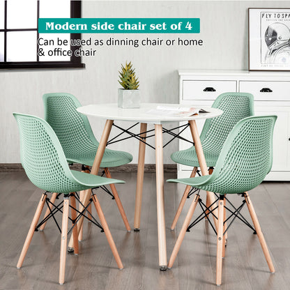 Modern Hollow Dining Chairs Set of 4 with Wood Legs
