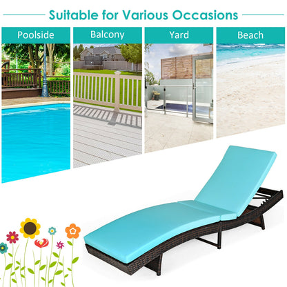 Folding Chaise Lounge with 5-Position Adjustable Backrest