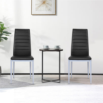 PVC Leather Dining Side Chairs Set of 4 - Black