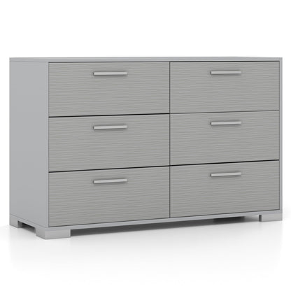 6 Drawer Storage Cabinet with Metal Legs Handles with Anti-Toppling Devices-Grey