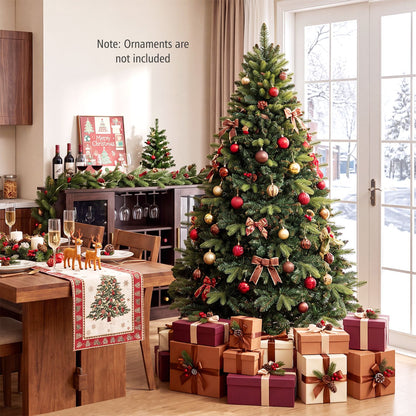 8 FT Artificial Christmas Tree with 1450 Full Branch Tips and Folding Metal Stand