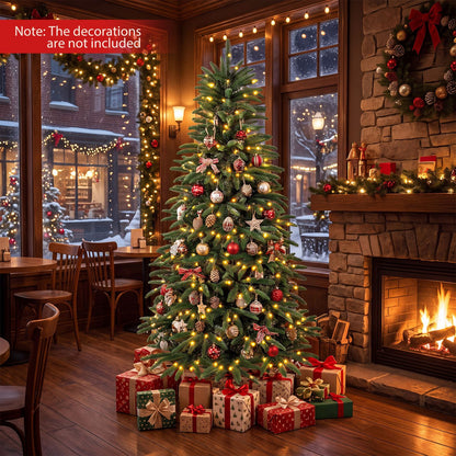 6 FT Pre-Lit Artificial Christmas Tree with 3 Gift Boxes and 780 Lush Branch Tips