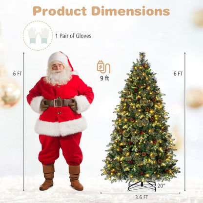 6 FT Pre-Lit Artificial Christmas Tree with Dual-Color LED Lights and 9 Modes