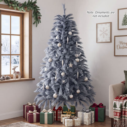 6 FT Pre-Lit Christmas Tree with Feather-Inspired Branch Tips