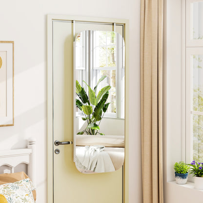 Wall Mounted Jewelry Cabinet with LED Mirror - White