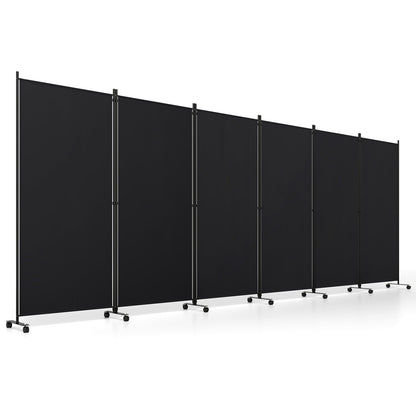 6-Panel Folding Room Divider with Wheels