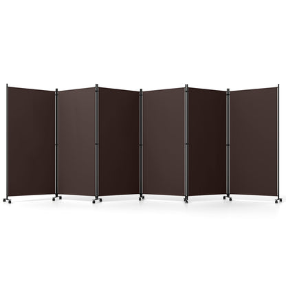 6-Panel Folding Room Divider with Wheels
