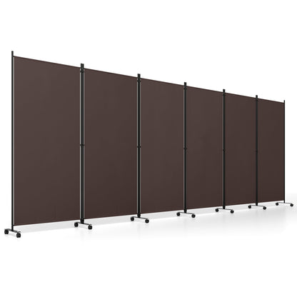 6-Panel Folding Room Divider with Wheels