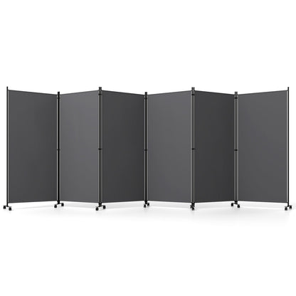 6-Panel Folding Room Divider with Wheels