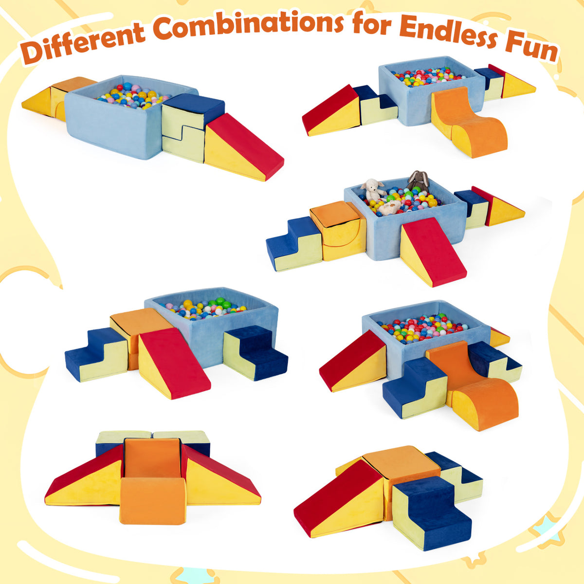 6-Piece Toddler Climbing Toys with Ball Pit for 1-3 Years Old (No Balls)-Red