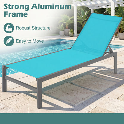 6-Position Adjustable Chaise Lounge Chair with Aluminum Frame