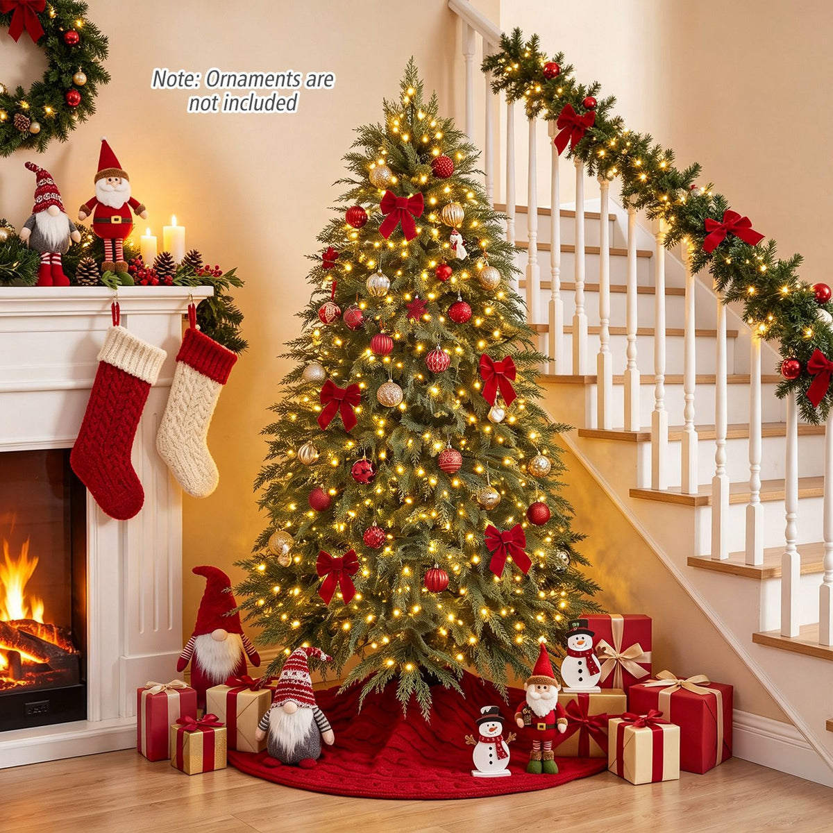 5 FT Artificial Christmas Tree with 406 Full Branch Tips and 245 Warm White LED Lights