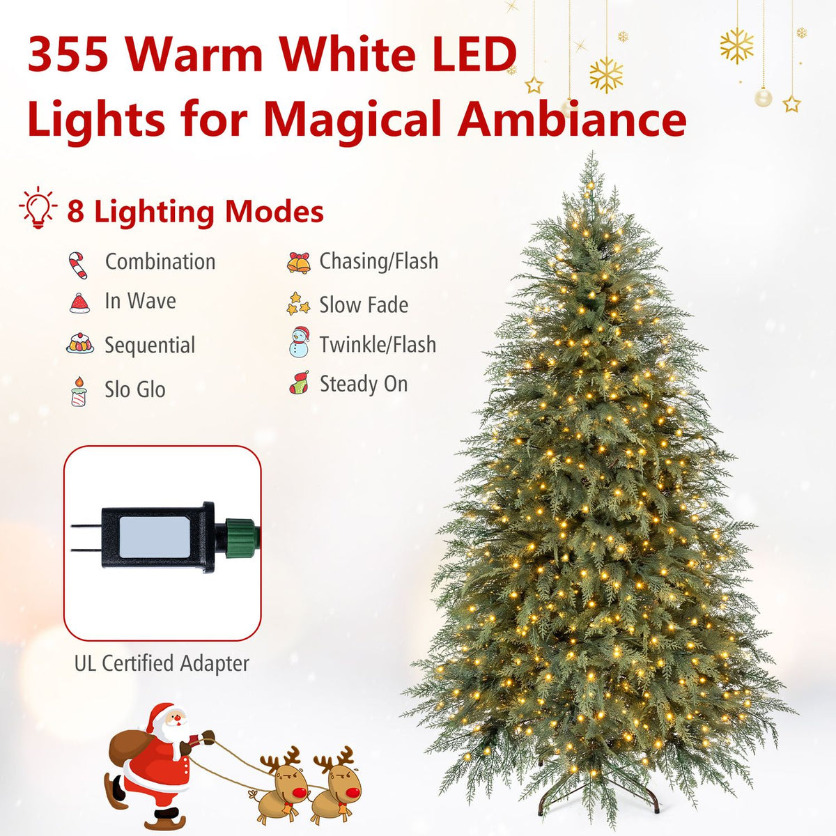 5 FT Artificial Christmas Tree with 406 Full Branch Tips and 245 Warm White LED Lights