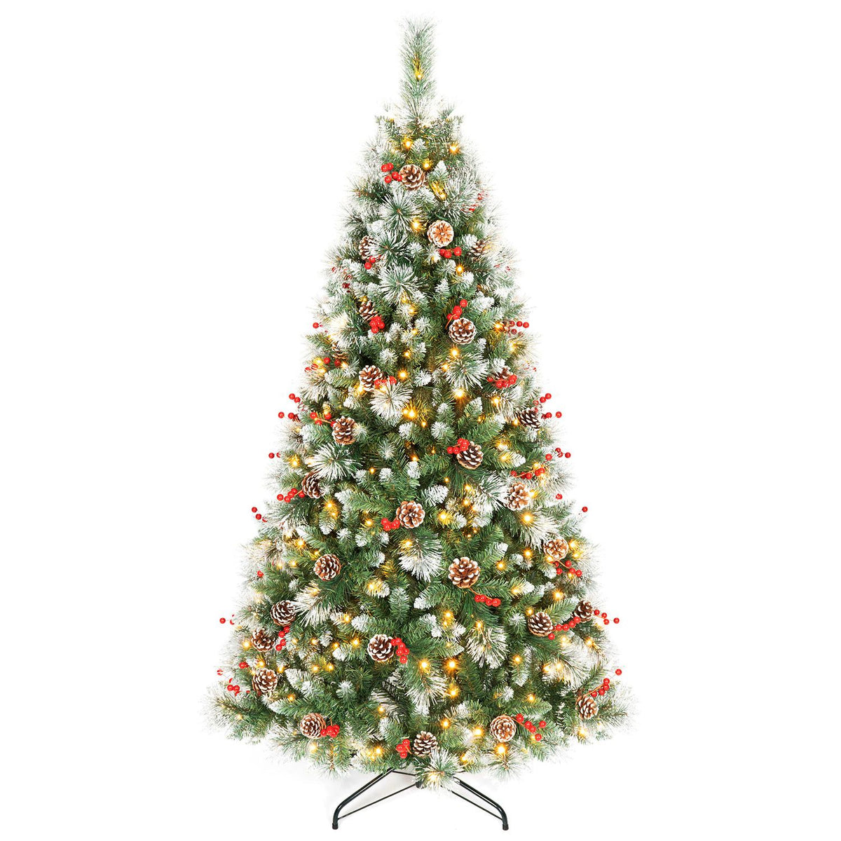 6 ft Artificial Frosted Christmas Tree with 747 Branch Tips and 55 Pine Cones