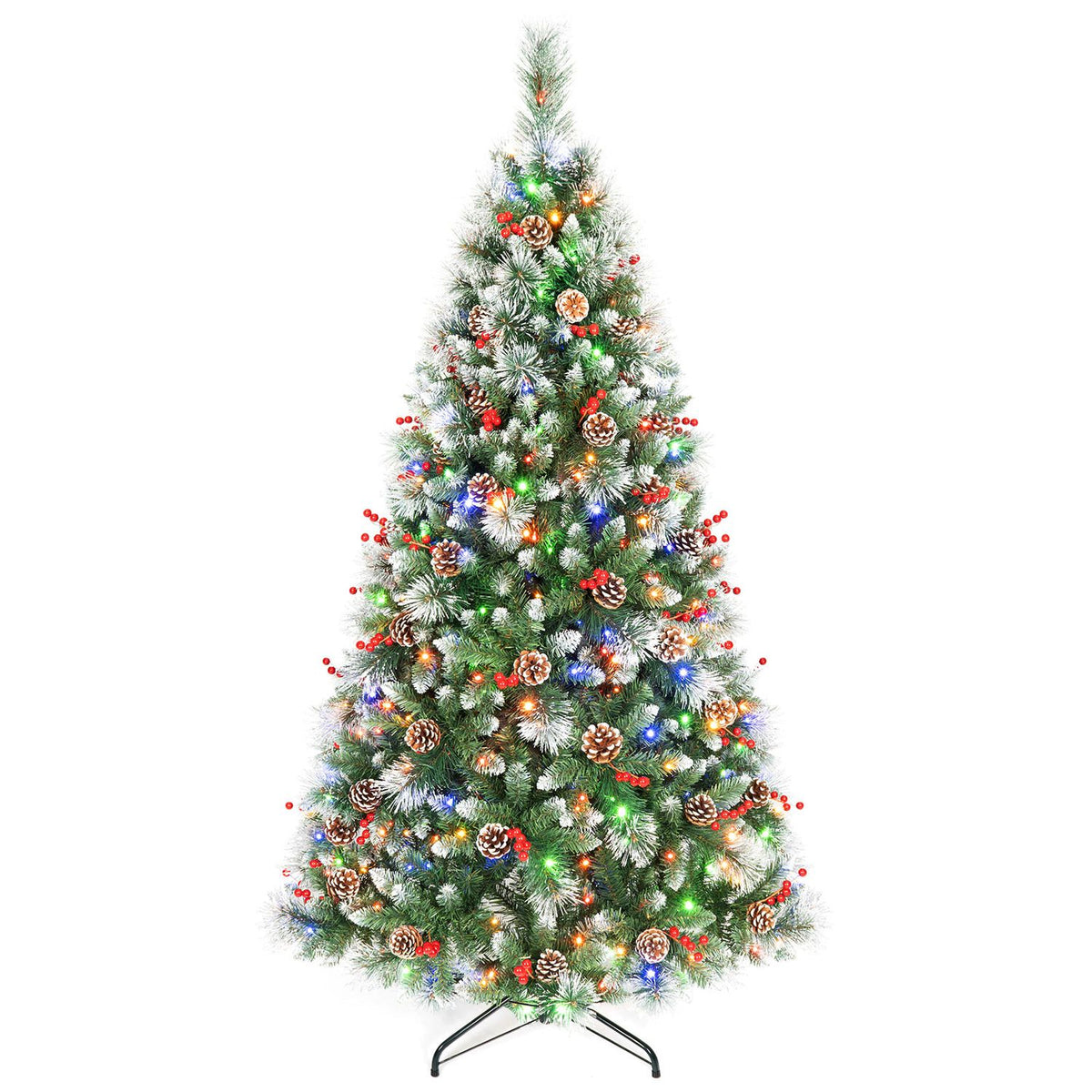 6 ft Artificial Frosted Christmas Tree with 747 Branch Tips and 55 Pine Cones