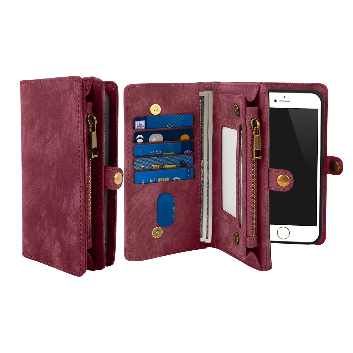 iPhone 7 Plus Wallet Case with Detachable Magnetic Cover