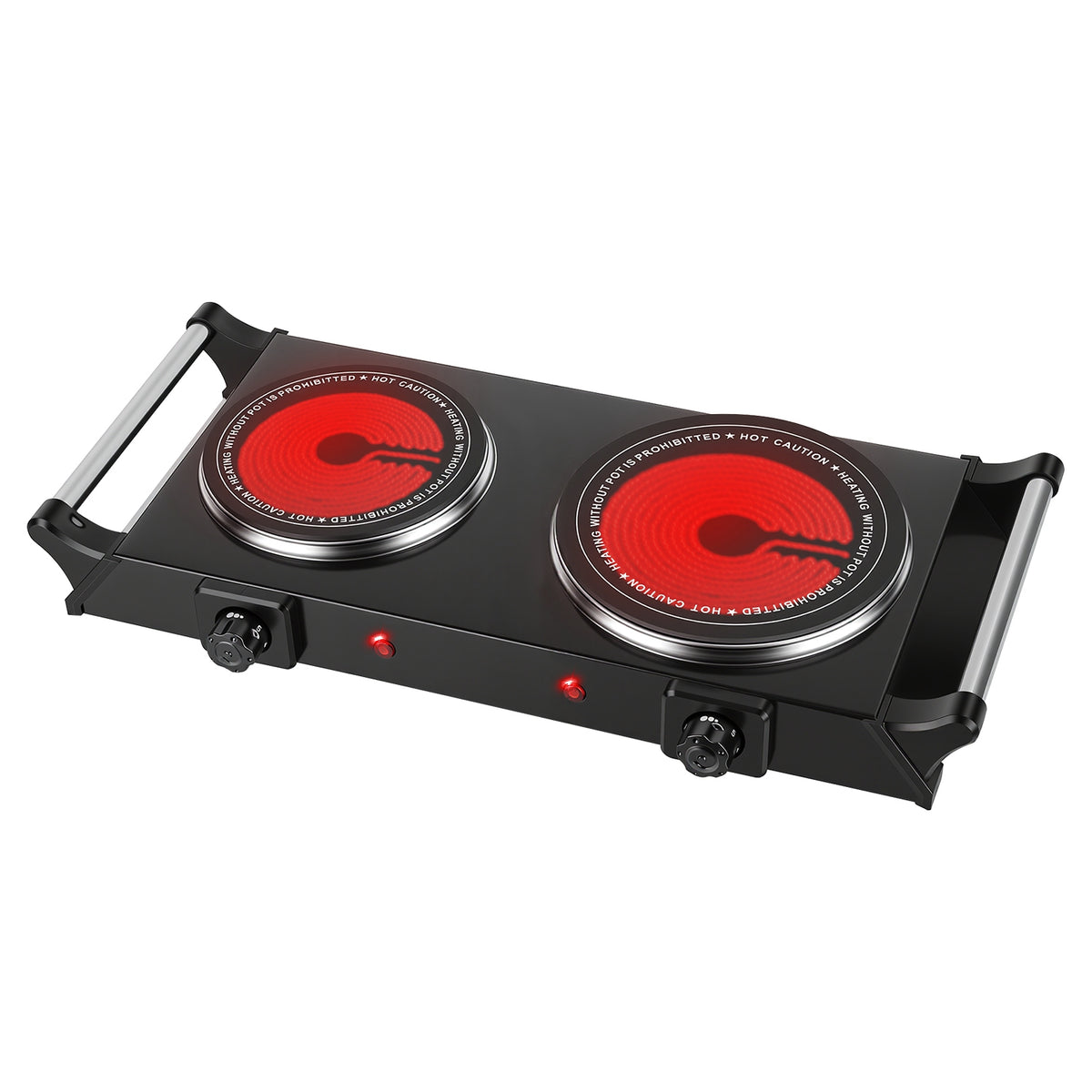 Electric Double Burner Hot Plate with Adjustable Temperature