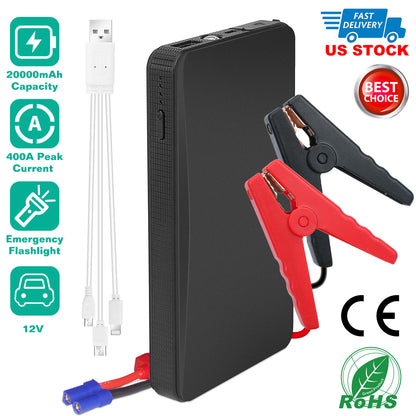 Car Jump Starter 400A Peak 20000mAh with LED Flashlight