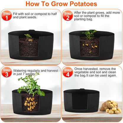Plant Grow Bags 10 Gallon - 3 Pack Fabric Planter Pots