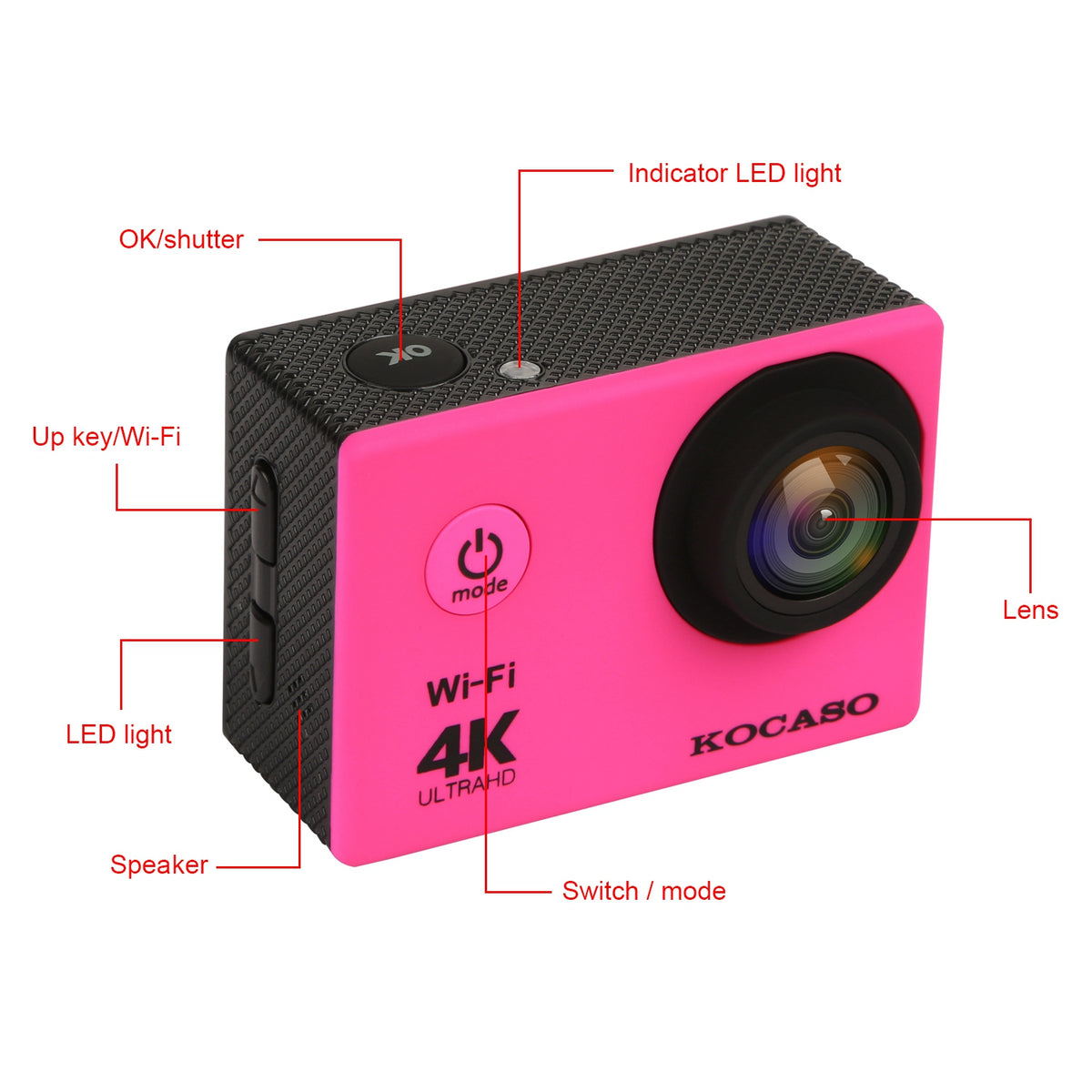 4K Action Camera with 170° Wide Angle Lens and WiFi