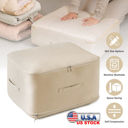 Foldable Storage Bag for Comforters and Bedding with Compression