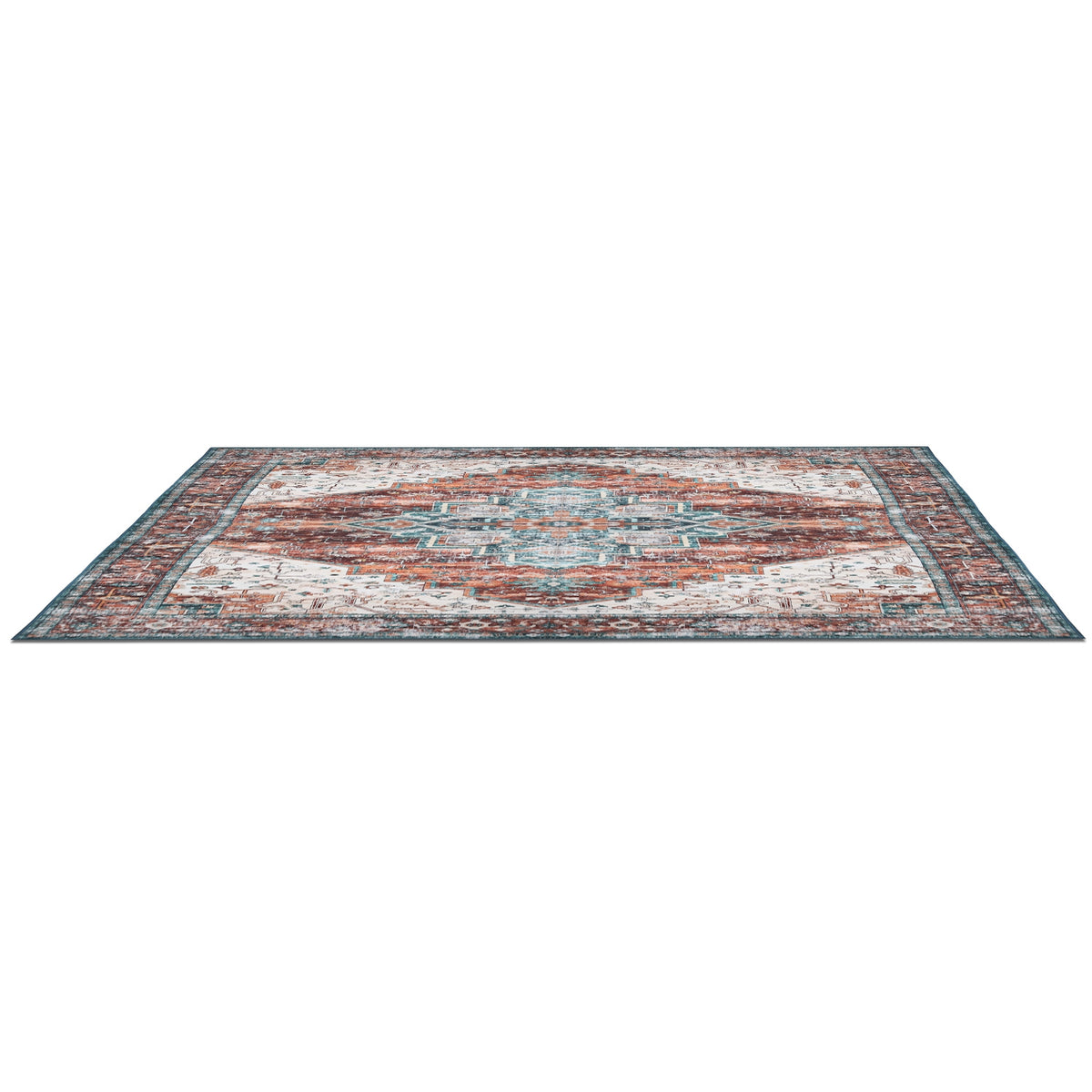 Vintage Area Rug 6x9 FT Non-Slip Washable Soft Faux Cashmere